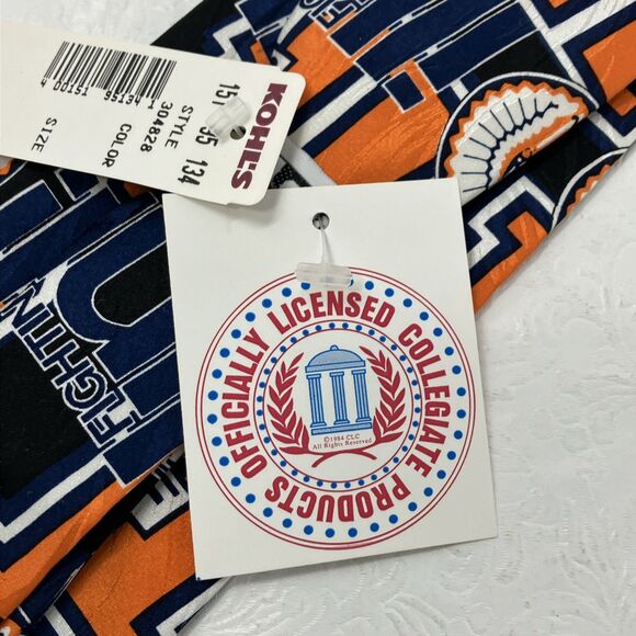 NWT University Of Illinois Fighting Illini Chief Silk Tie UIUC Orange Blue VTG - Picture 3 of 7